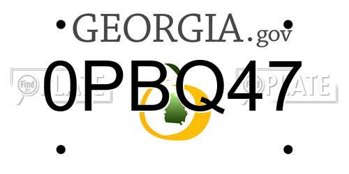 0PBQ47 Georgia License Plate