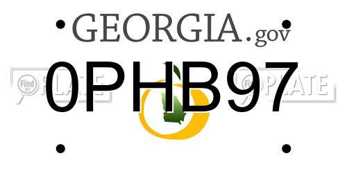 0PHB97 Georgia License Plate