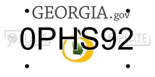 0PHS92 Georgia License Plate