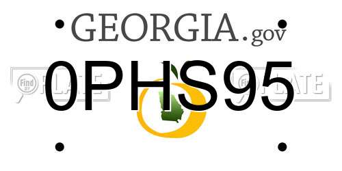 0PHS95 Georgia License Plate