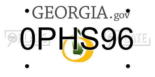 0PHS96 Georgia License Plate