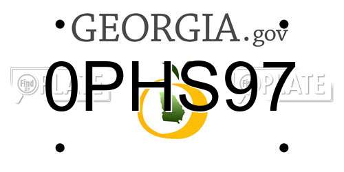 0PHS97 Georgia License Plate