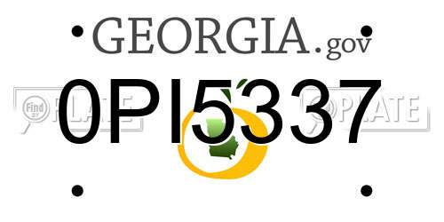 0PI5337 Georgia License Plate