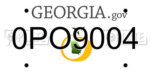0PO9004 Georgia License Plate