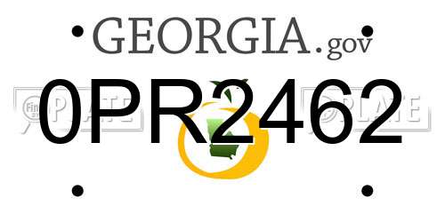 0PR2462 Georgia License Plate
