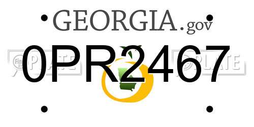 0PR2467 Georgia License Plate