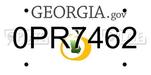 0PR7462 Georgia License Plate