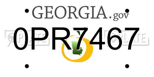 0PR7467 Georgia License Plate
