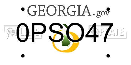 0PSO47 Georgia License Plate