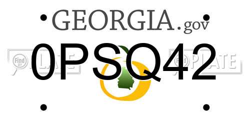 0PSQ42 Georgia License Plate