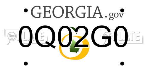 0Q02G0 Georgia License Plate