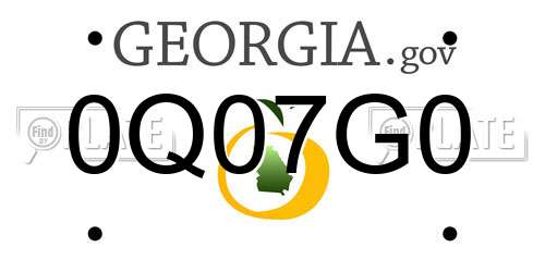 0Q07G0 Georgia License Plate