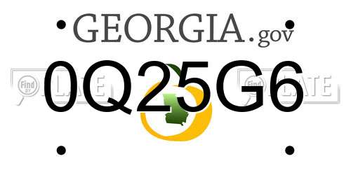 0Q25G6 Georgia License Plate