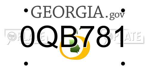 0QB781 Georgia License Plate
