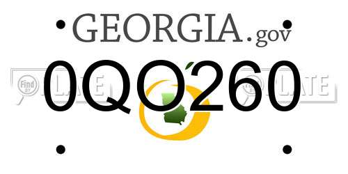 0QO260 Georgia License Plate