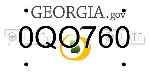 0QO760 Georgia License Plate