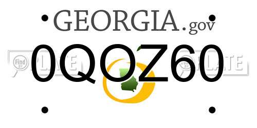 0QOZ60 Georgia License Plate