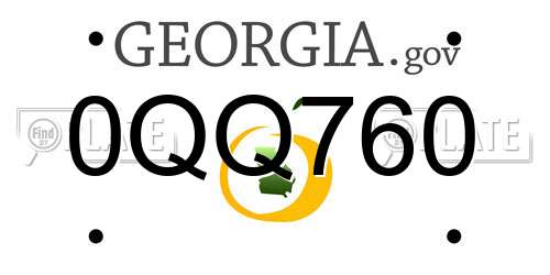 0QQ760 Georgia License Plate