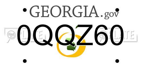 0QQZ60 Georgia License Plate