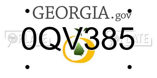 0QV385 Georgia License Plate
