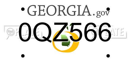0QZ566 Georgia License Plate