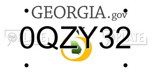 0QZY32 Georgia License Plate