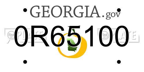 0R65100 Georgia License Plate