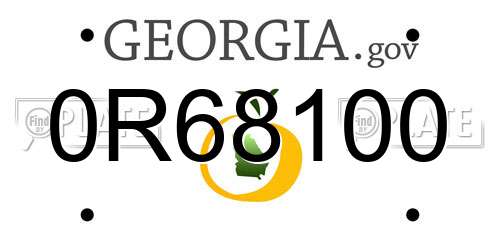0R68100 Georgia License Plate