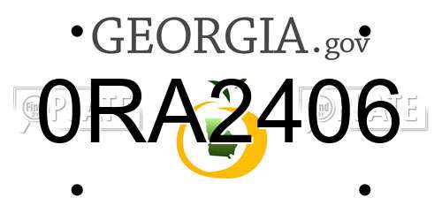 0RA2406 Georgia License Plate