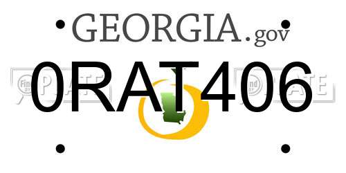 0RAT406 Georgia License Plate