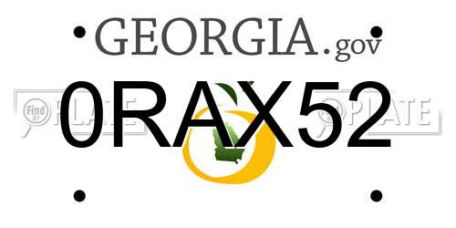 0RAX52 Georgia License Plate