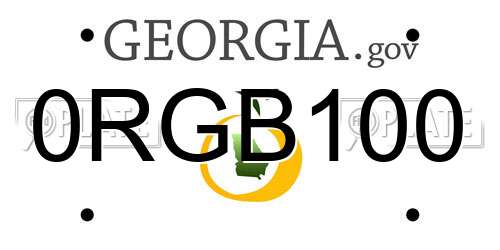 0RGB100 Georgia License Plate