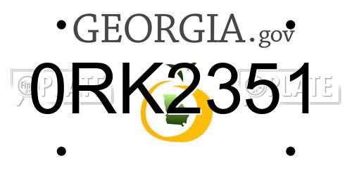 0RK2351 Georgia License Plate