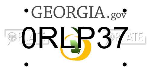 0RLP37 Georgia License Plate