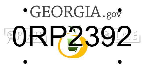 0RP2392 Georgia License Plate