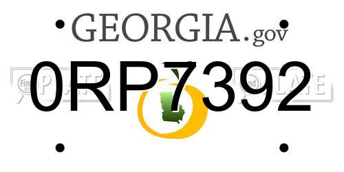 0RP7392 Georgia License Plate