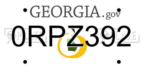 0RPZ392 Georgia License Plate