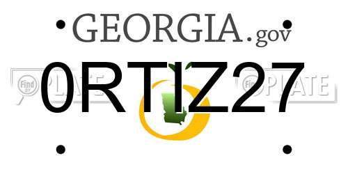 0RTIZ27 Georgia License Plate