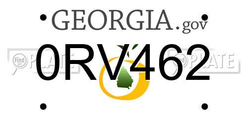 0RV462 Georgia License Plate