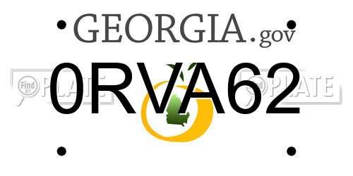 0RVA62 Georgia License Plate