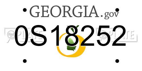 0S18252 Georgia License Plate
