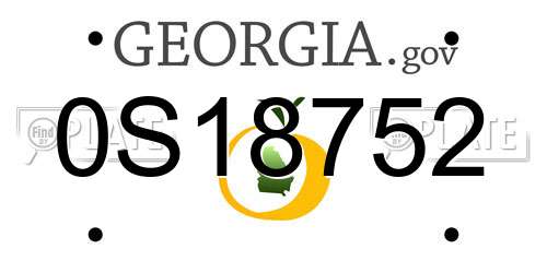 0S18752 Georgia License Plate