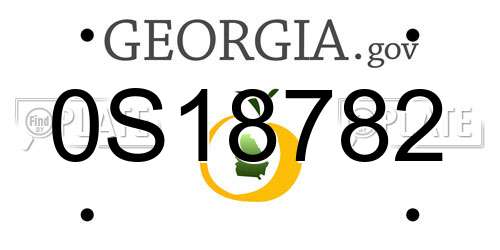 0S18782 Georgia License Plate