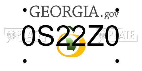 0S22Z0 Georgia License Plate