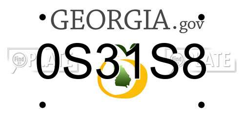 0S31S8 Georgia License Plate
