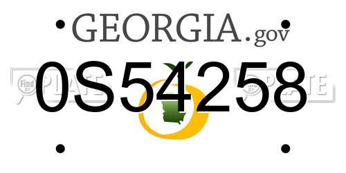 0S54258 Georgia License Plate