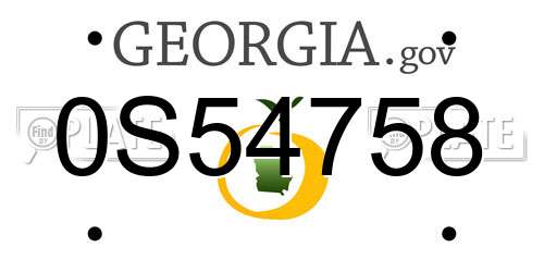 0S54758 Georgia License Plate
