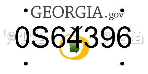0S64396 Georgia License Plate