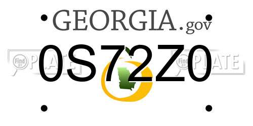 0S72Z0 Georgia License Plate