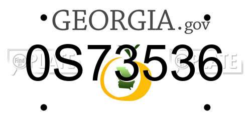 0S73536 Georgia License Plate